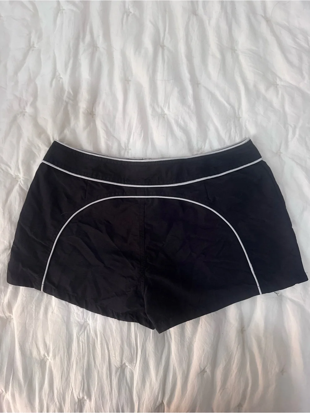 Vintage Y2K No Boundaries Black Board Shorts with White Accents